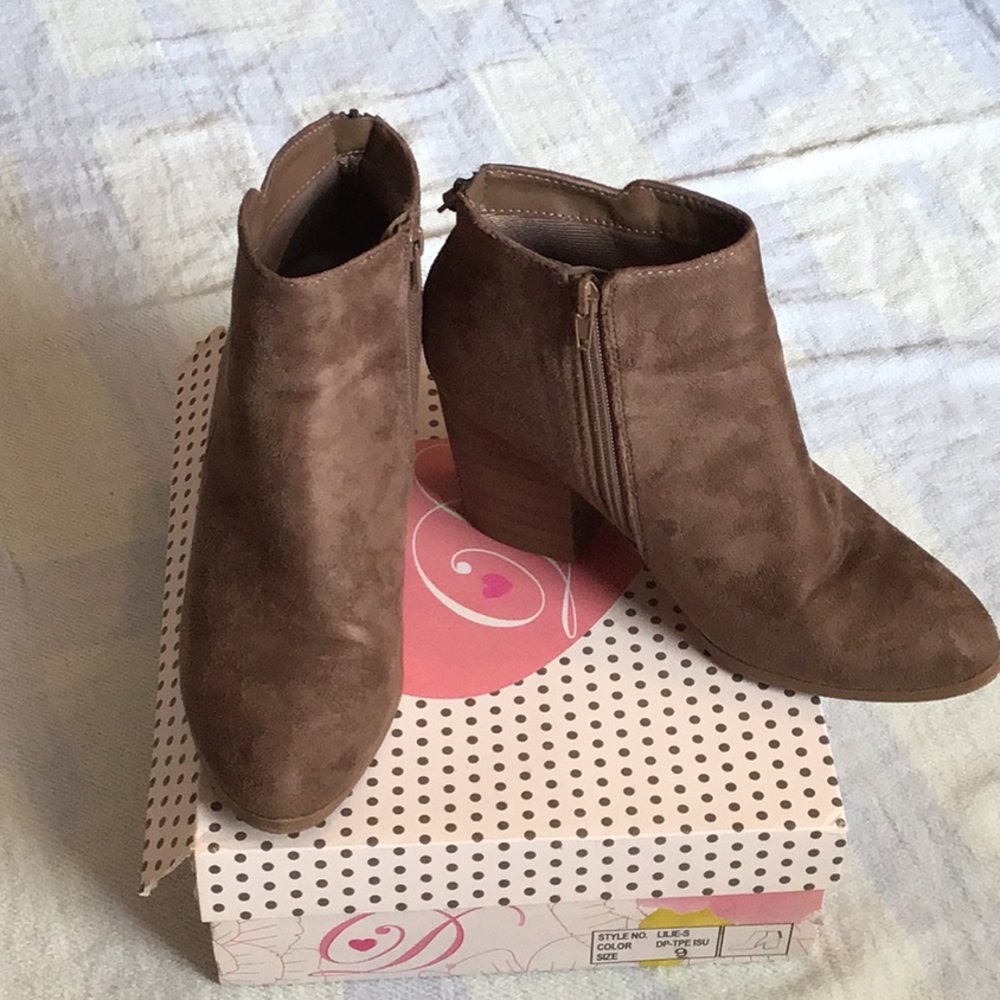 Faux Suede Block Heel Booties